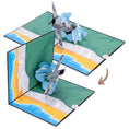 Load image into Gallery viewer, Card closing image of Spitfire Pop Up Card half closed at 90 degrees on a white background