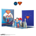 Load image into Gallery viewer, DC Comics Superman Birthday Pop Up Card - Card Fully Open With Cover And Packaging