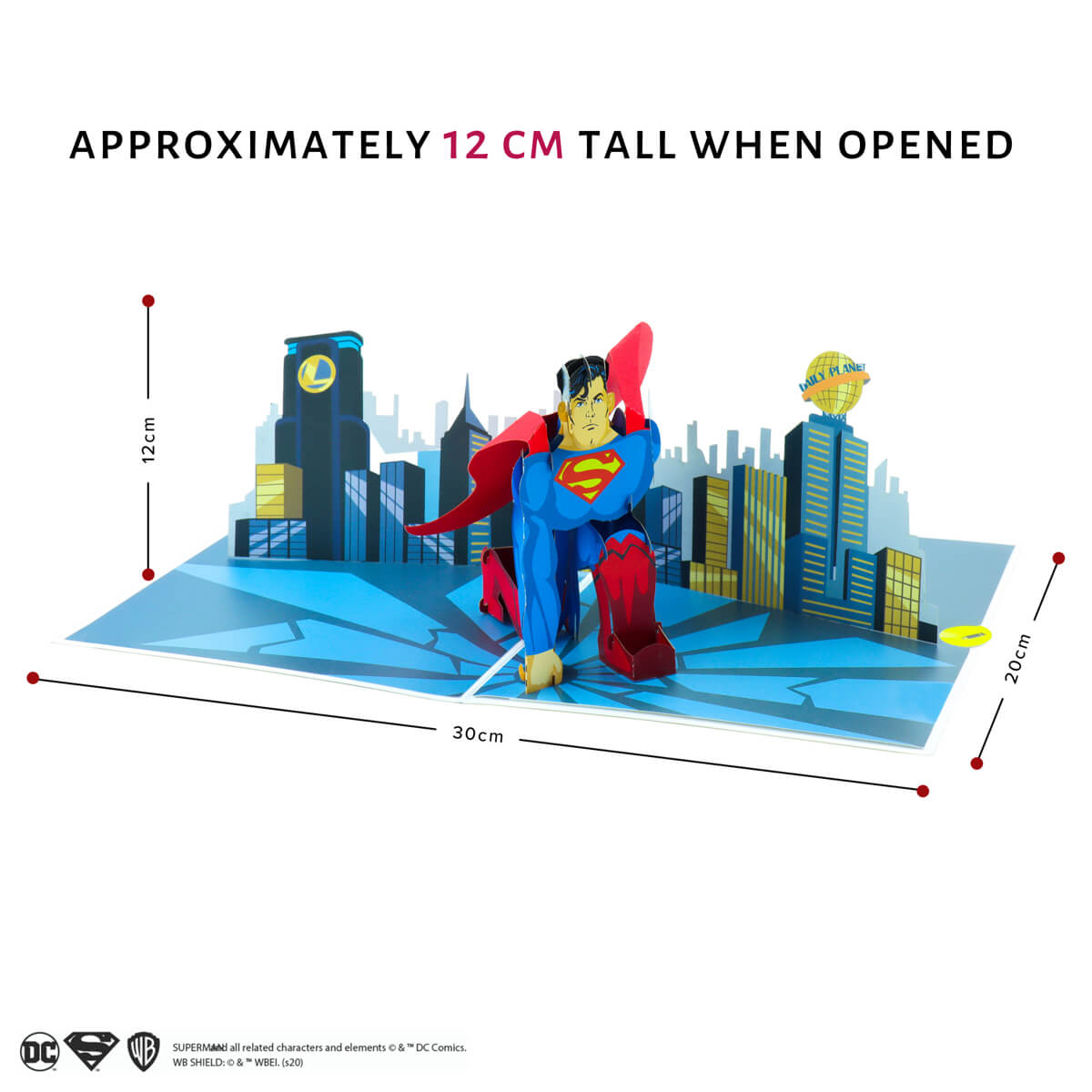 DC Comics Superman Birthday Pop Up Card Dimensions - 30cm (l) x 20cm (w) x 12cm (h)