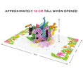 Load image into Gallery viewer, 30th birthday pop up card dimensions. When opened the card dimensions are 30cm length by 20cm width. The pop up is approximately 10cm high