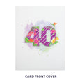Load image into Gallery viewer, 40th birthday pop up card white cover with pastel watercolours and foiled bold 40