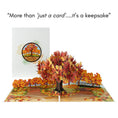 Load image into Gallery viewer, Autumn Leaves Pop Up Card perfect for nature lovers or those with birthdays in autumn months. Close up image of the card open and the card front cover
