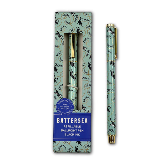 Battersea refillable ballpoint pen with cat illustrations