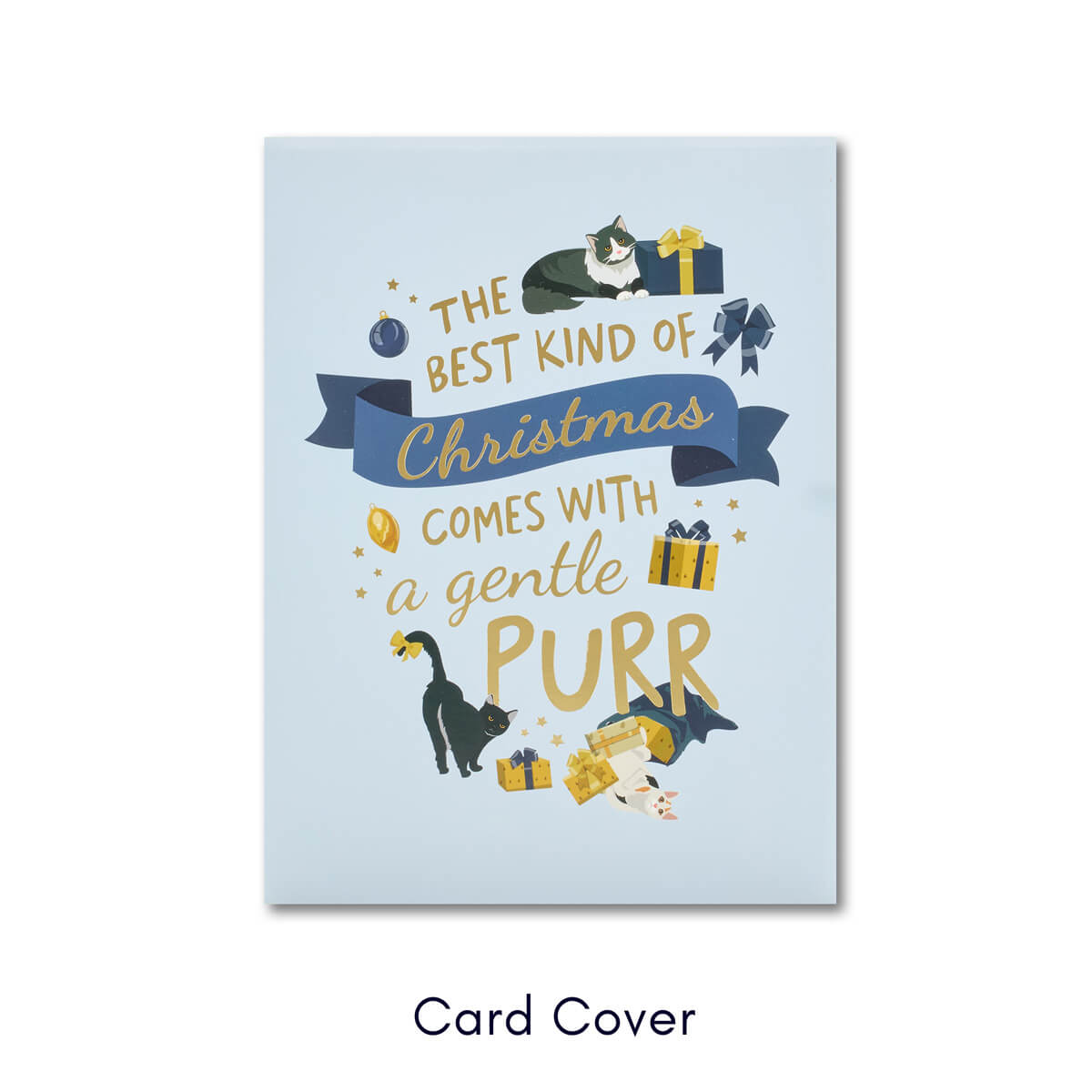 3D charity Santa Cat pop-up Christmas card cover which says 'the best kind of christmas comes with a gentle purr'