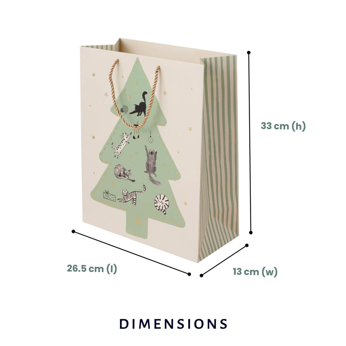 Battersea Cats and Dogs Home Charity Christmas Gift Bag for Cat Lovers - large gift bag dimensions are 33cm (h) x 26.5cm (l) x 13cm (w)