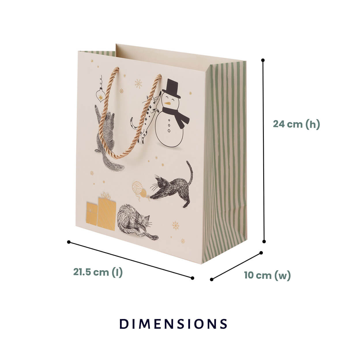 Battersea Dogs & Cats Home Christmas Medium sized gift bag - gift bag dimensions which are 24cm (h) x 21.5cm (l) x 10cm (w)