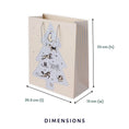 Load image into Gallery viewer, Battersea Dogs & Cats Home Charity Christmas Gift Bag For Dog Lovers - Close up image of christmas gift bag dimensions which are 33cm (h) x 26.5cm (l) and 13cm (w)
