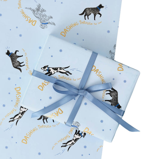 Battersea Dogs Christmas Gift Wrap Pattern - Blue and Silver