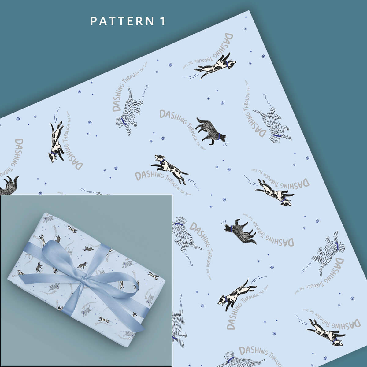 Battersea Dogs & Cats Home Charity Dogs Gift Wrapping Paper Pack of 4 - image of pattern 1 of gift wrap pack