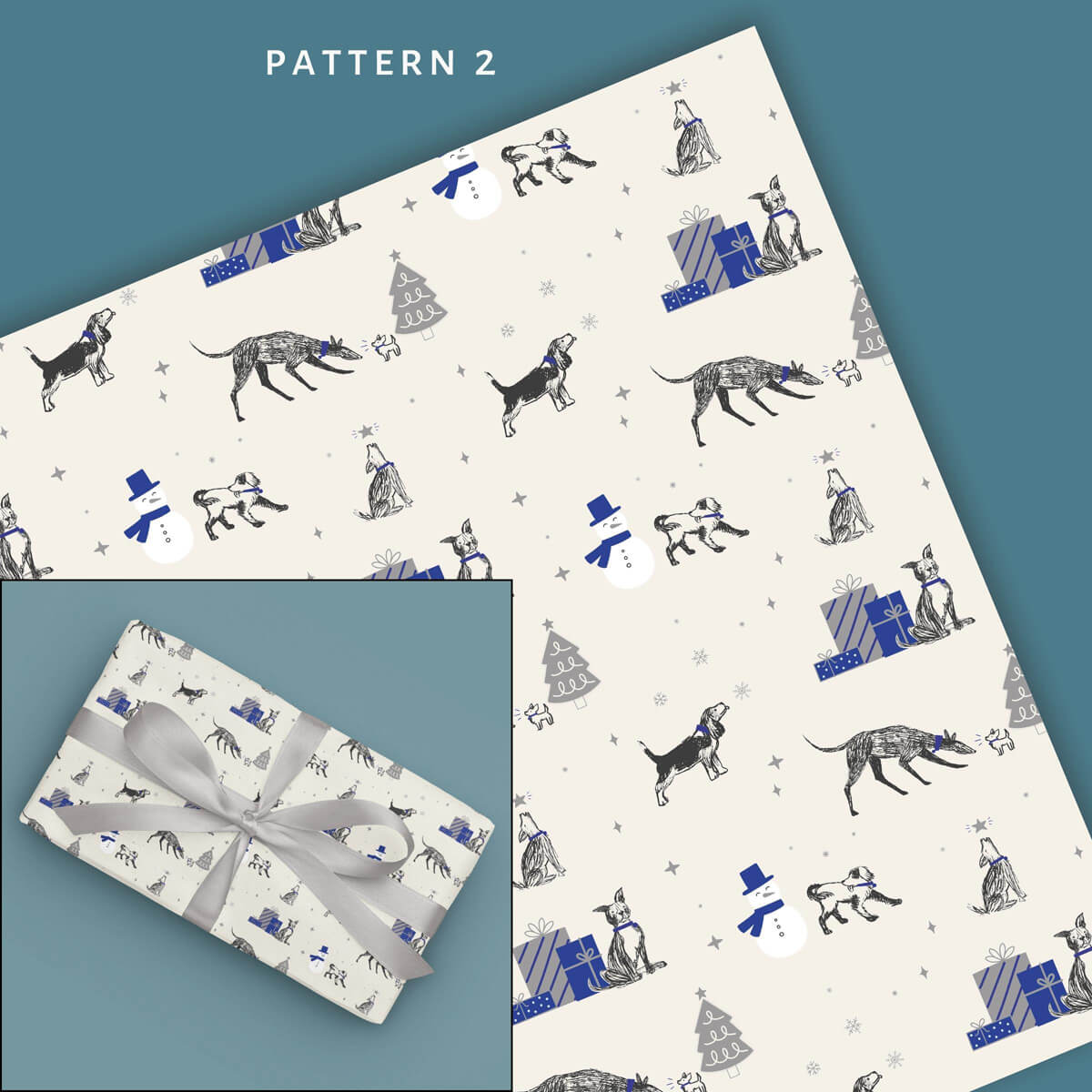 Battersea Dogs & Cats Home Charity Dogs Gift Wrapping Paper Pack of 4 - image of pattern 2 of gift wrap pack