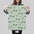 Load image into Gallery viewer, Battersea Cats Birthday Gift Wrap Pack of 4 sheets, 2 patterns for Cat Lovers - Charity gift wrapping paper - image showing dimensions of each sheet which is 50cm x 70cm on 100gsm silk FSC paper
