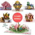 Load image into Gallery viewer, 6 pop up card bundle pack of floral designs
