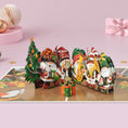 Load image into Gallery viewer, Christmas-themed gnomes or nordic gonks, with musical instruments rocking around the Christmas Tree.
