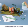 Load image into Gallery viewer, Cardology Golden Retriever Pop Up Card - image showing notecard which is included to write your message on
