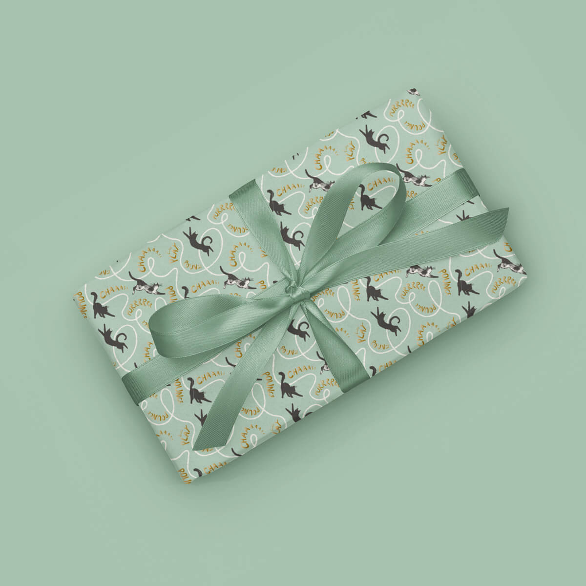 Battersea Cats Birthday Gift Wrap Pack of 4 sheets, 2 patterns for Cat Lovers - Charity gift wrapping paper - lifestyle image showing the second pattern