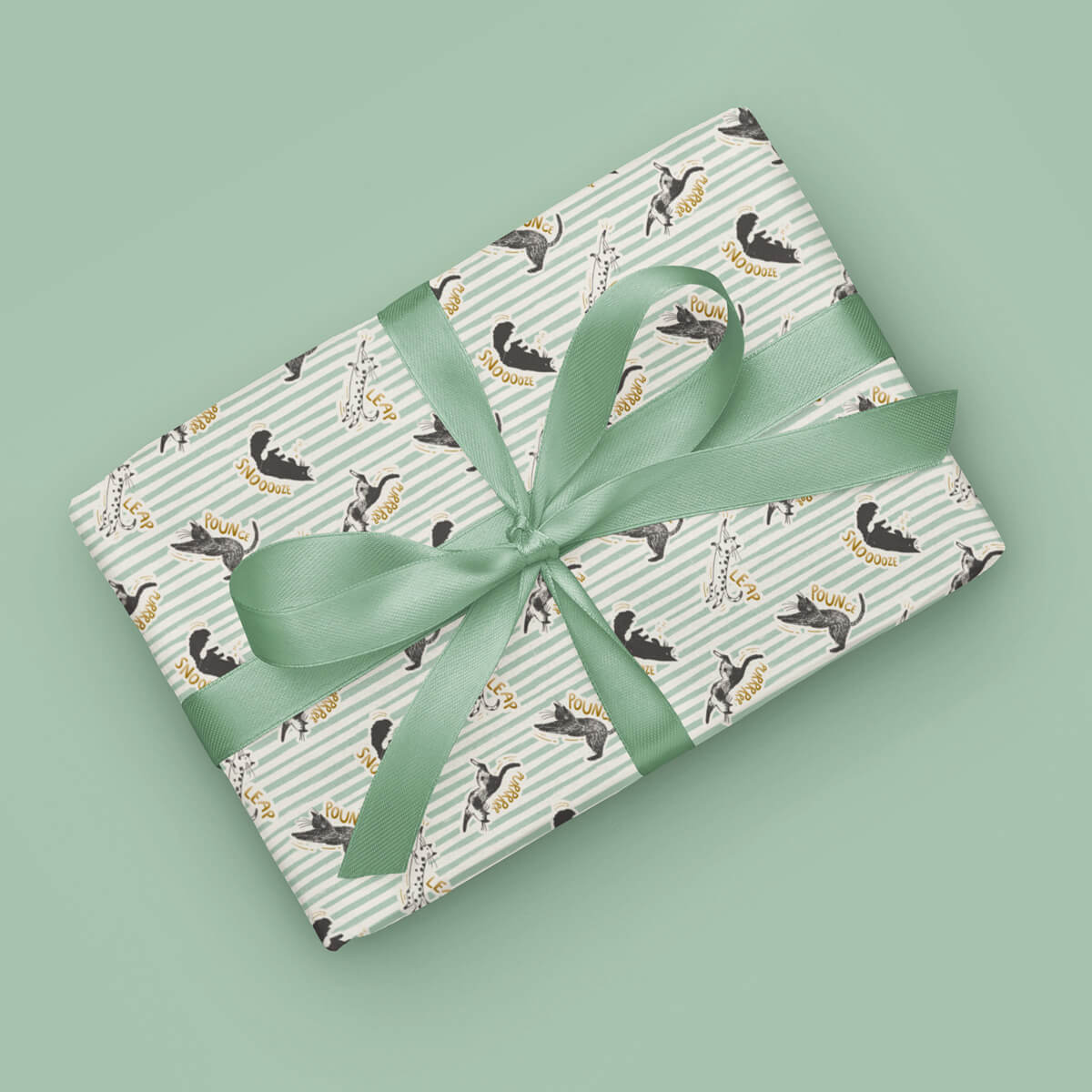 Battersea Cats Birthday Gift Wrap Pack of 4 sheets, 2 patterns for Cat Lovers - Charity gift wrapping paper - lifestyle image showing the first pattern