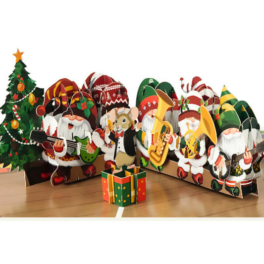 Christmas Gnomes Pop Up Card - Nordic Gonks 3D Christmas Card by Cardology - Close Up Image