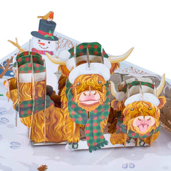Christmas Highland Cow Pop Up Card