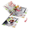 Load image into Gallery viewer, Cocktails Pop Up Card for Birthdays which includes Gin and Tonic, Martinis, Mojito, Prosecco and more in 3D, surrounded by lime and bar tools in 2D graphics.  Perfect for birthdays, Mother's Day Cards,  Congratulations, Welldone, Retirement and more occasions. Image of the card closing to show how the 3D card closes down
