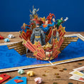 Load image into Gallery viewer, 3D Justice League pop-up card with superhero figures on a wooden table

