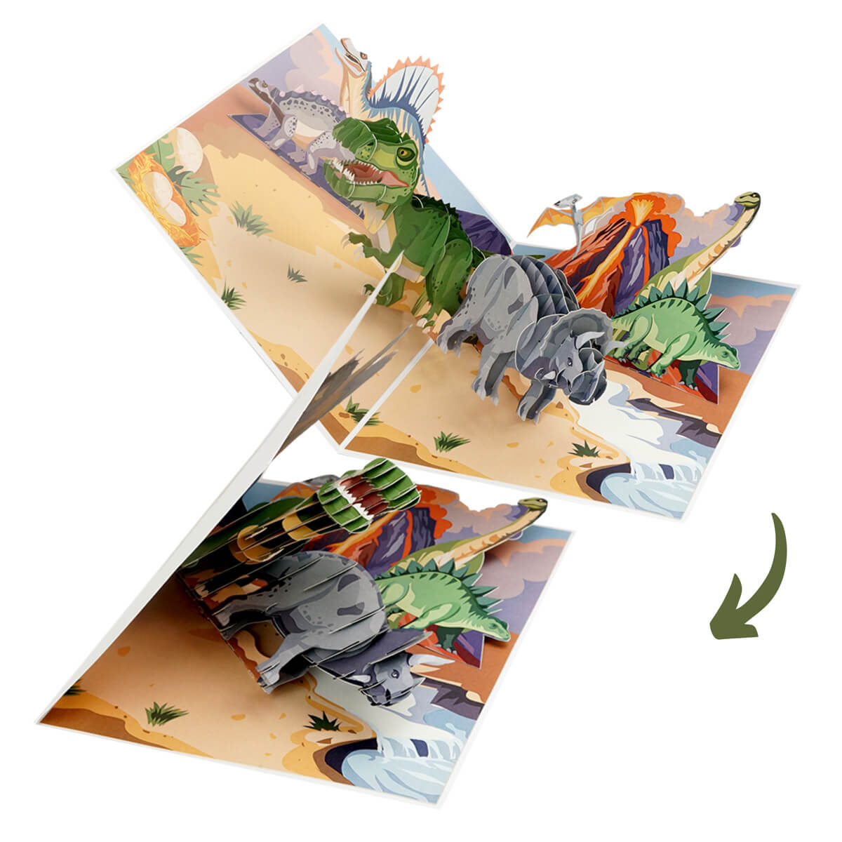 Dinosaurs Pop Up Card for Kids - Jurassic Park T-Rex Cards - Image of the card closing