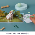 Load image into Gallery viewer, Labrador Pop Up Card by Cardology - image of slide out notecard which gives a place to write your message on
