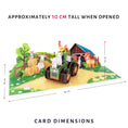 Load image into Gallery viewer, Farmyard Animals Pop Up Card by Cardology - Dimensions
