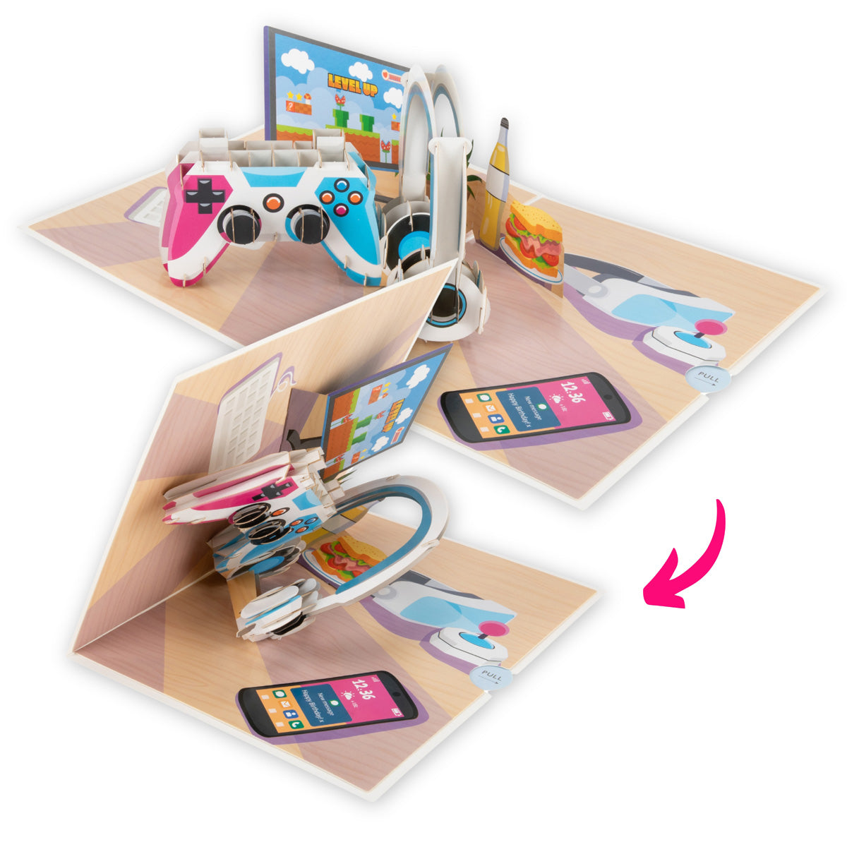 gaming pop up birthday card for gamers - closing image