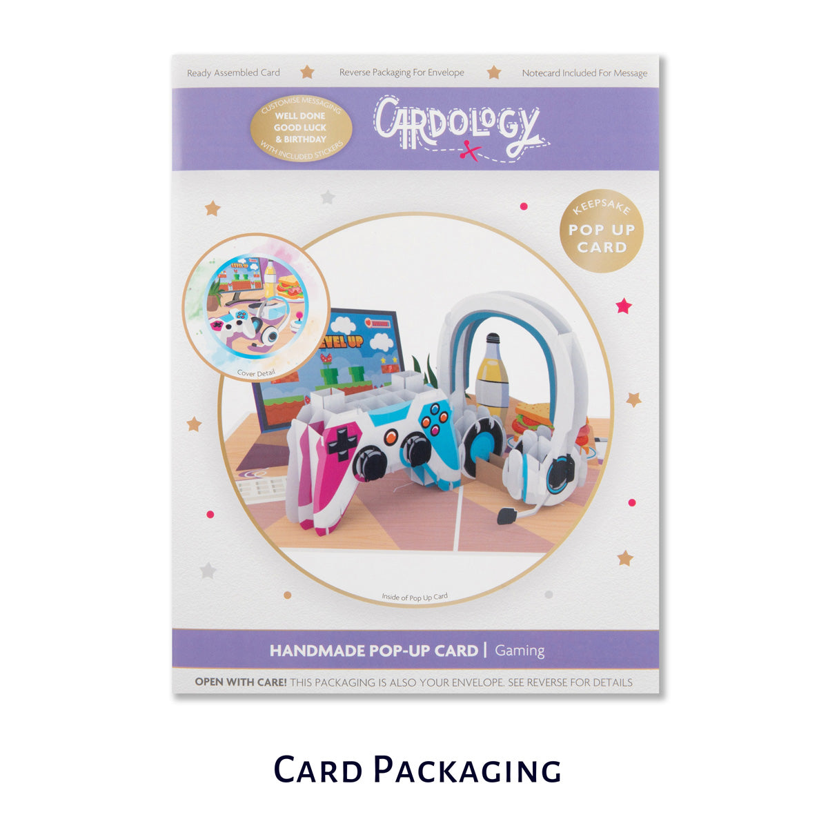 gaming pop up birthday card for gamers - card packaging