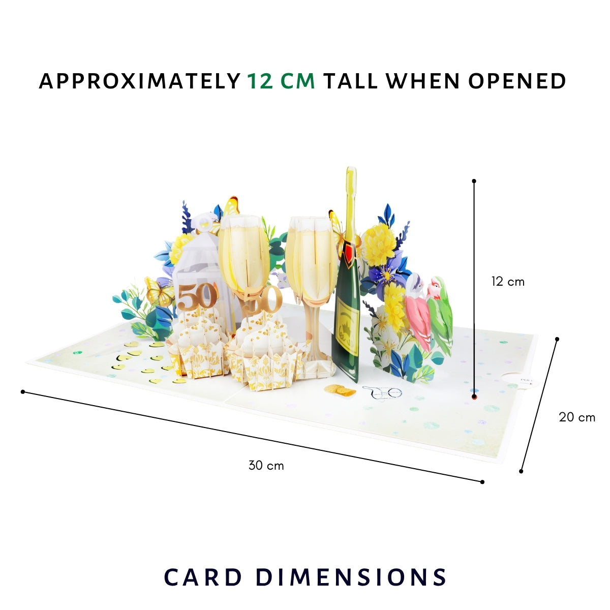 Golden Wedding Pop Up Card UK dimensions
