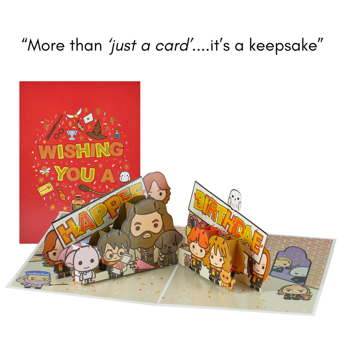3D harry potter birthday card open with card cover behind