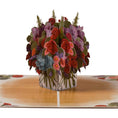 Load image into Gallery viewer, Love Bouquet Pop Up Card by Cardology - close up image of 3D roses in a vase
