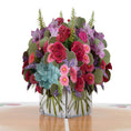 Load image into Gallery viewer, Love Bouquet Pop Up Card by Cardology for Valentines Day Cards or Mothers Day Cards - close up image of 3D roses in a vase
