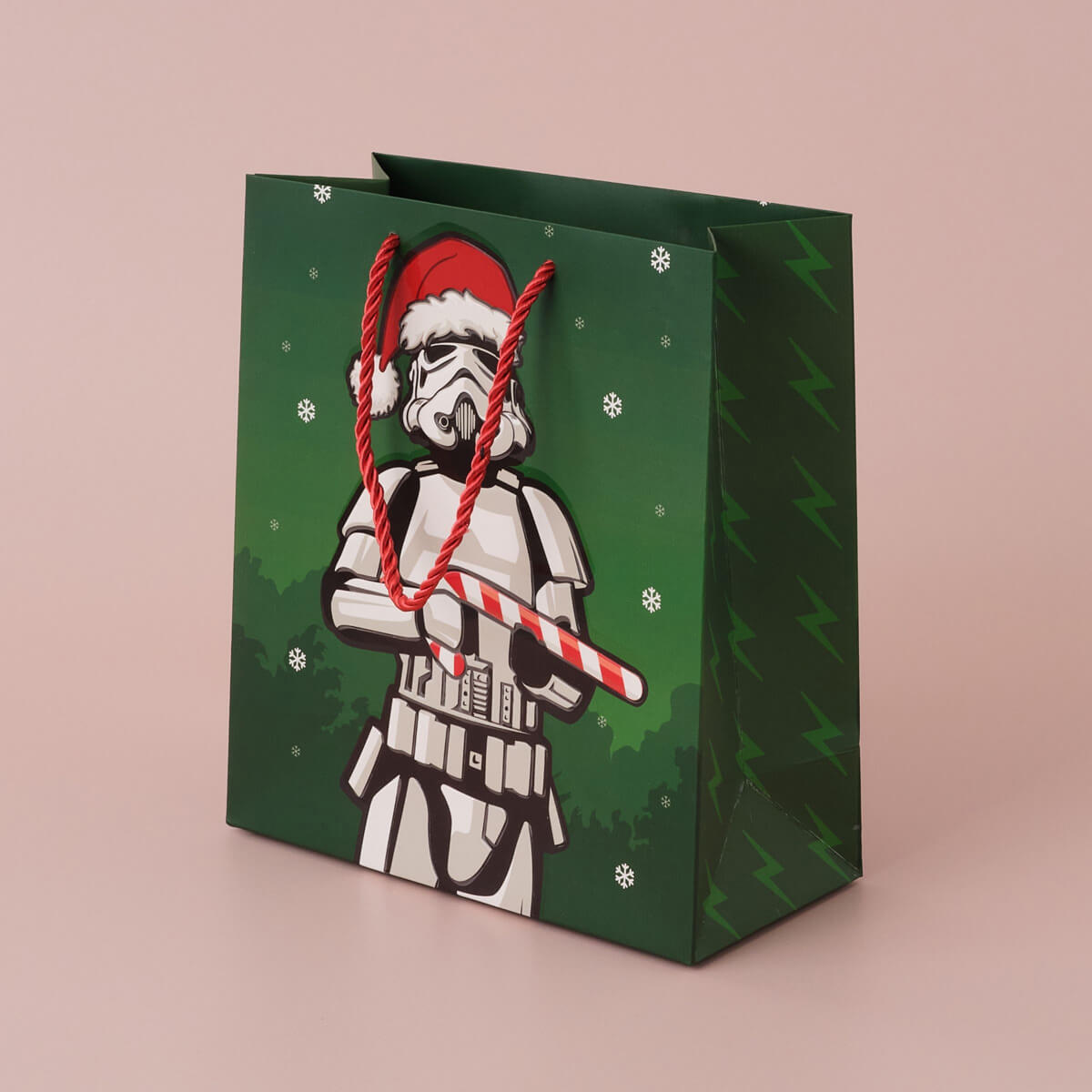 Original Stormtrooper Christmas Gift Bag - Medium sized - lifestyle image of gift bag