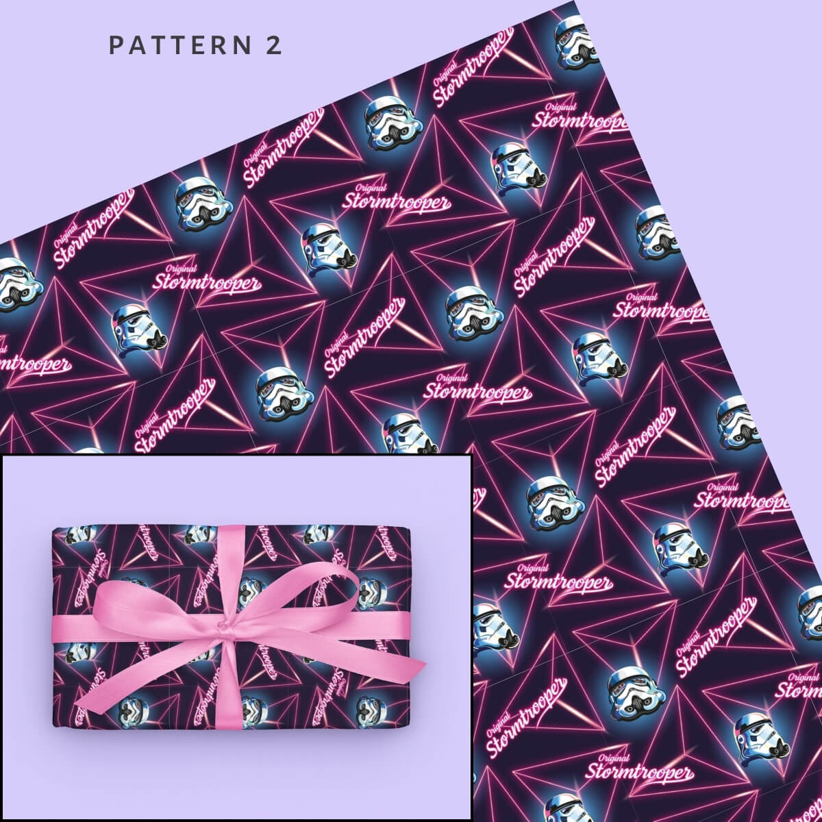 Original Stormtrooper retro gift wrap with pink pattern 