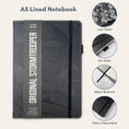 Load image into Gallery viewer, Original Stormtrooper A5 Lined Notebook Journal - black with subtle de-bossed graphic of the Stormtrooper - perfect gift for men
