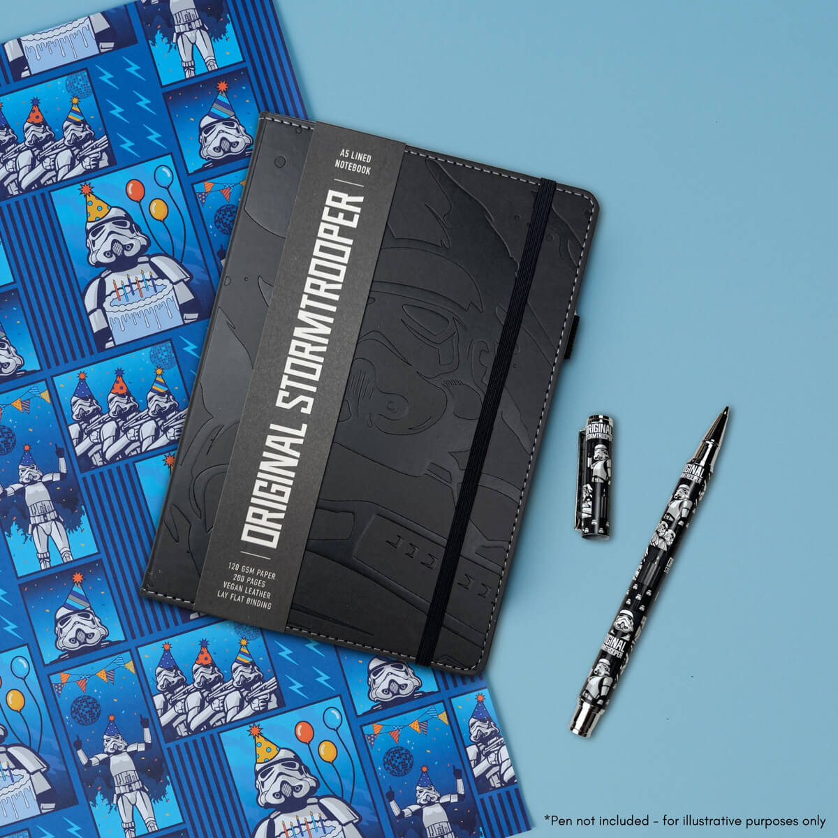 Original Stormtrooper A5 Lined Notebook Journal - black with de-bossed graphic of the Stormtrooper - perfect gift for Fathers Day for men or Secret Santa gift for men under £20