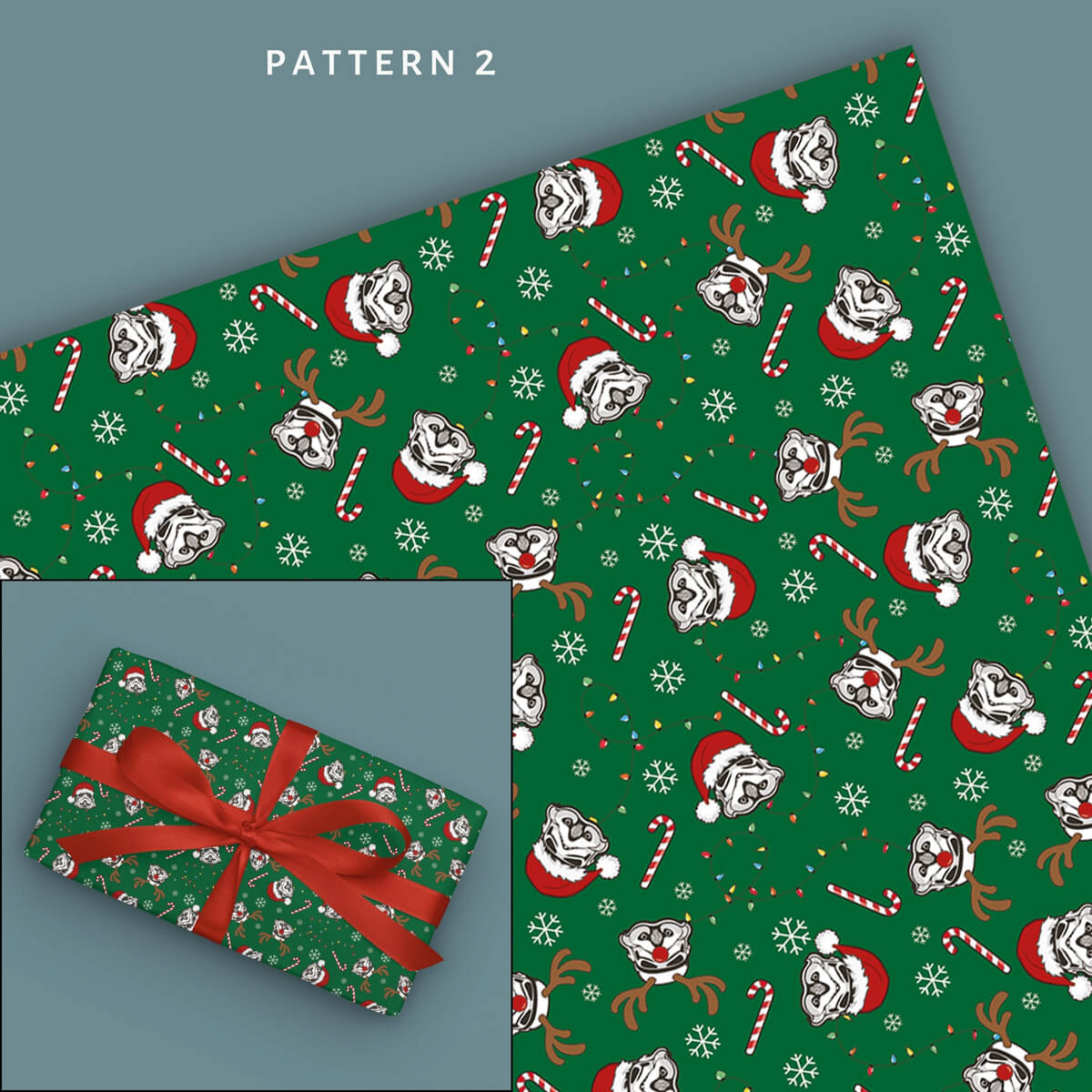 Original Stormtrooper Christmas Gift Wrap Pack of 4 - includes 4 sheets and 4 gift tags - image of pattern 2 of the pack