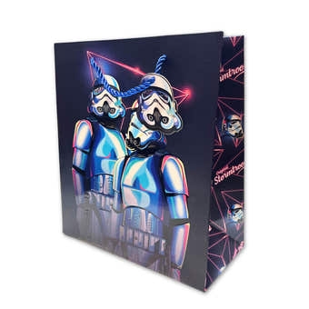 Gift bag with retro neon original stormtrooper design on the front