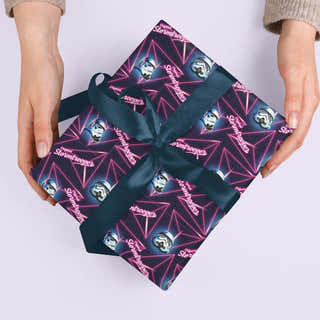Gift wrapped in Original Stormtrooper Retro Pink pattern gift wrap sheet by Cardology