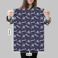 Load image into Gallery viewer, Person holding a gift wrap sheet for the Original Stormtrooper Retro design, with dimensions on a grey background
