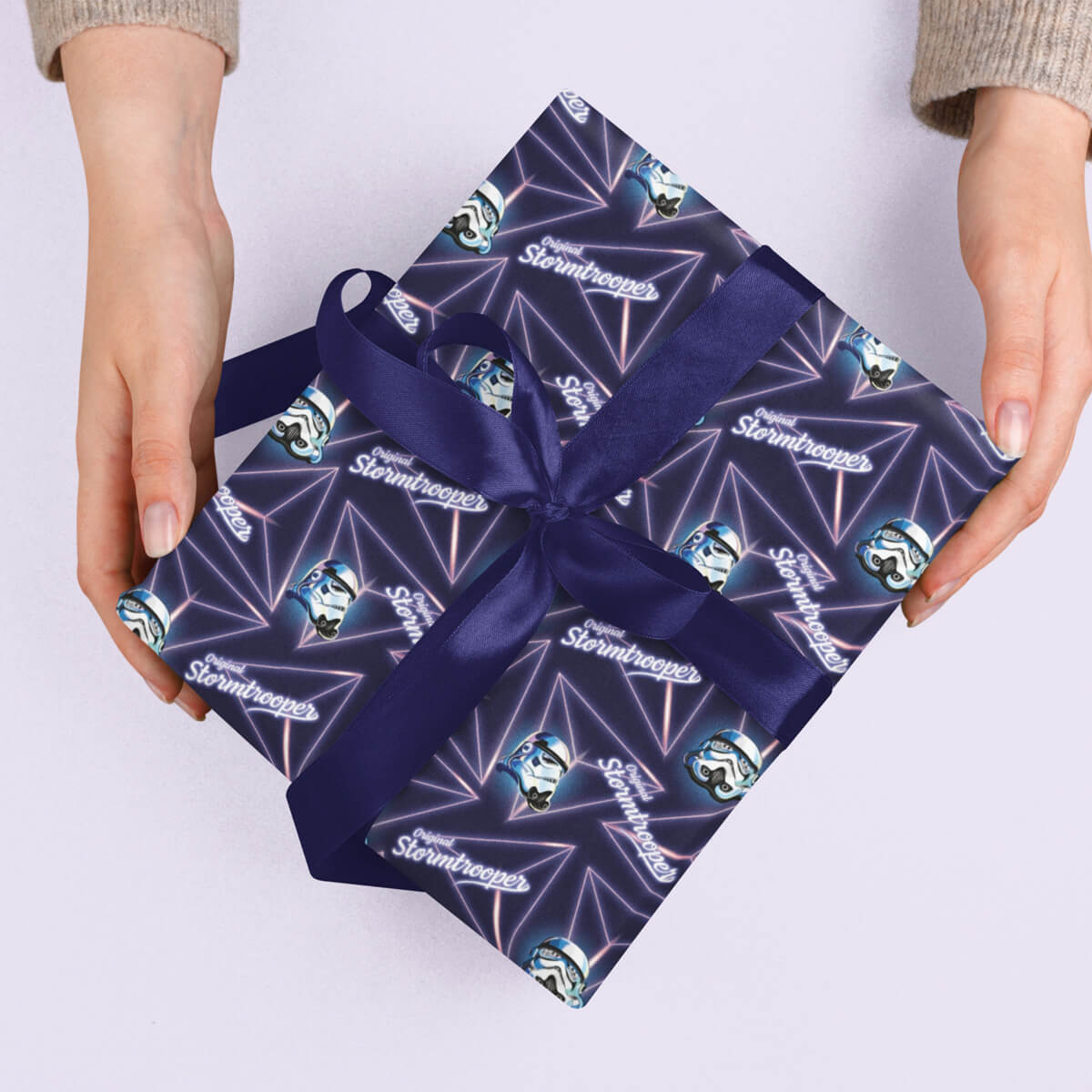 Gift wrapped in Original Stormtrooper Retro Purple gift wrap.