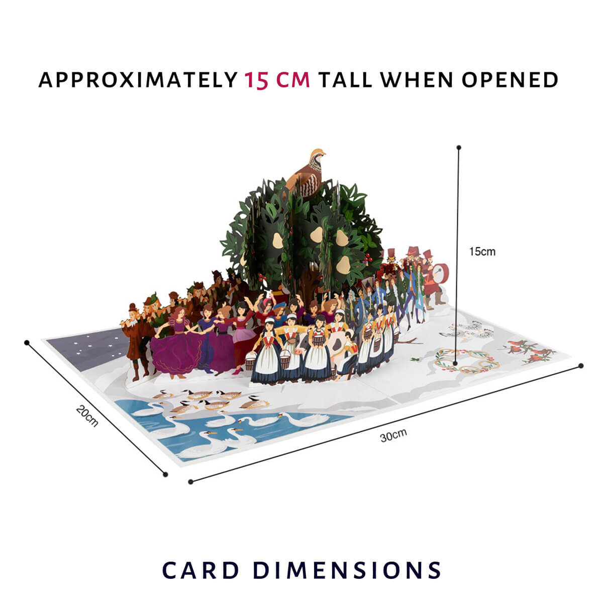 Twelve Days Of Christmas Pop Up Card dimensions