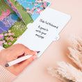 Load image into Gallery viewer, Pink Cherryblossom Tree Pop Up Card perfect for Birthday cards, Mothers Day Cards, Anniversary Cards, Valentines Day and more. This image shows the slide out notecard which is included in the card, which allows a space to write messages
