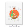 Load image into Gallery viewer, Santa Bear Christmas Pop Up Card by Cardology - image of card front cover on white card with a silver foiled bauble in the middle, filled with a graphic design of a bear with a santa hat on
