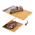 Load image into Gallery viewer, Show jumping pop up card by Cardology - image of the equestrian themed pop up card closing
