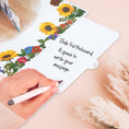 Load image into Gallery viewer, Sunflowers Pop Up Card by Cardology which is perfect for Birthdays, Mothers Day, Anniversaries or even New Home Congratulations. Image shows slide out notecard which gives a space to write message without compromising the beauty of the pop up card.
