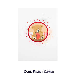 Close up image of Cardology Valentines Day Card or Anniversary Card front cover. Love Bear Pop Up Card front cover.