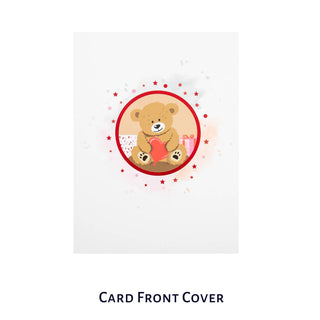 Close up image of Cardology Valentines Day Card or Anniversary Card front cover. Love Bear Pop Up Card front cover.