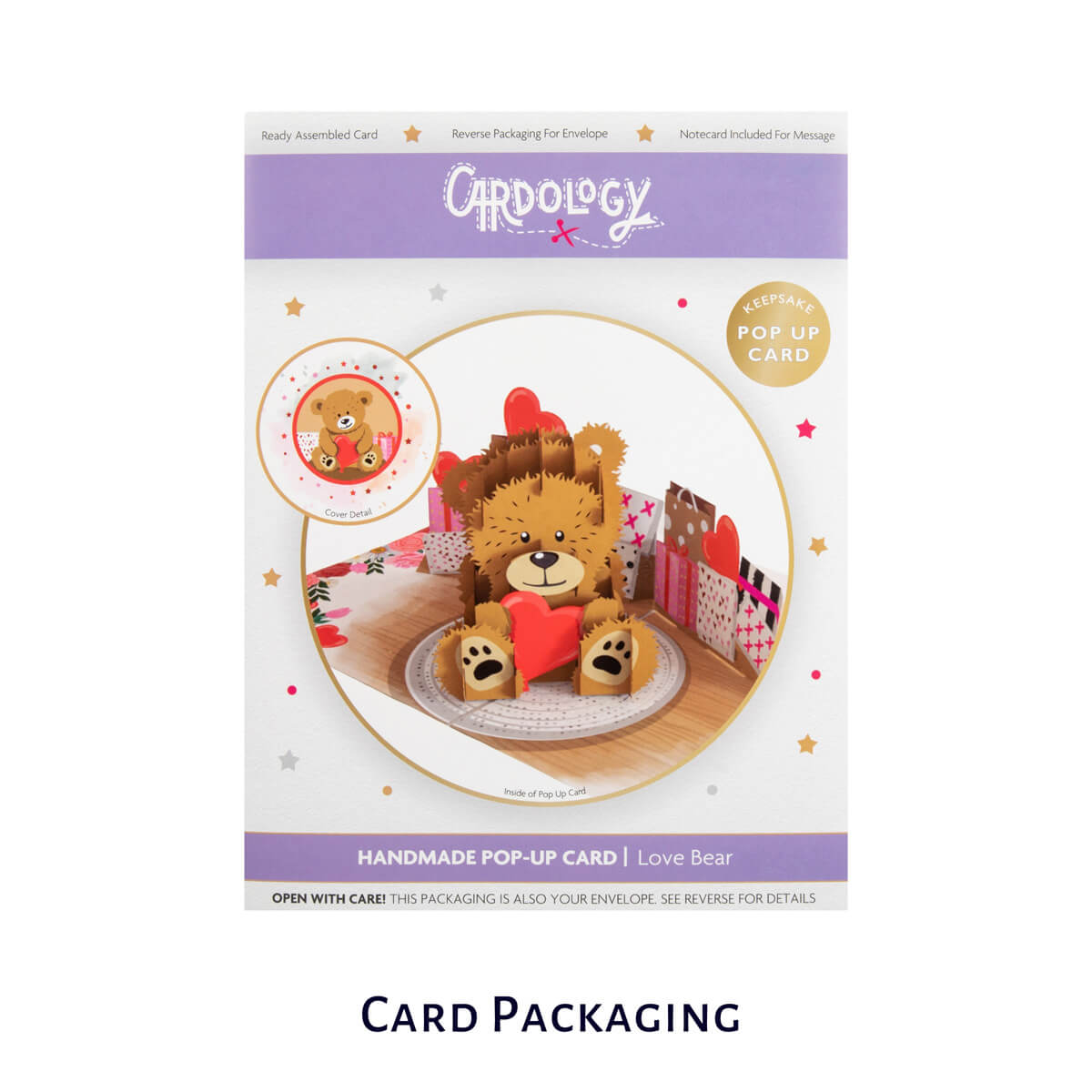 Image of Love Bear Pop Up Card packaging. This card is perfect for Valentine's Day Cards or Anniversary Cards